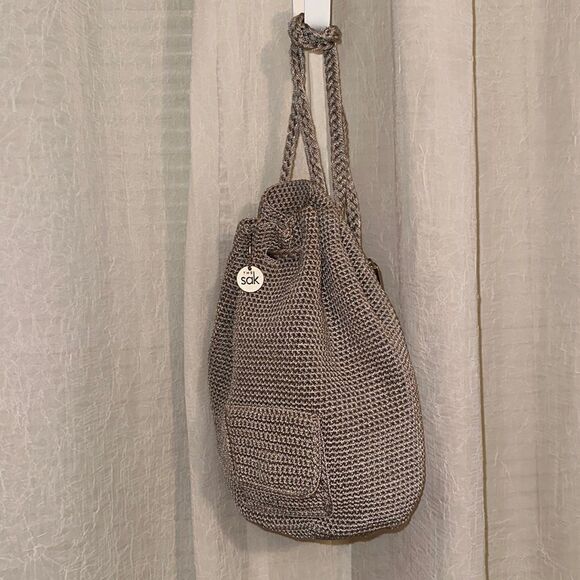 The Sak Tan Macrame Backpack String Bag Purse - Picture 1 of 10